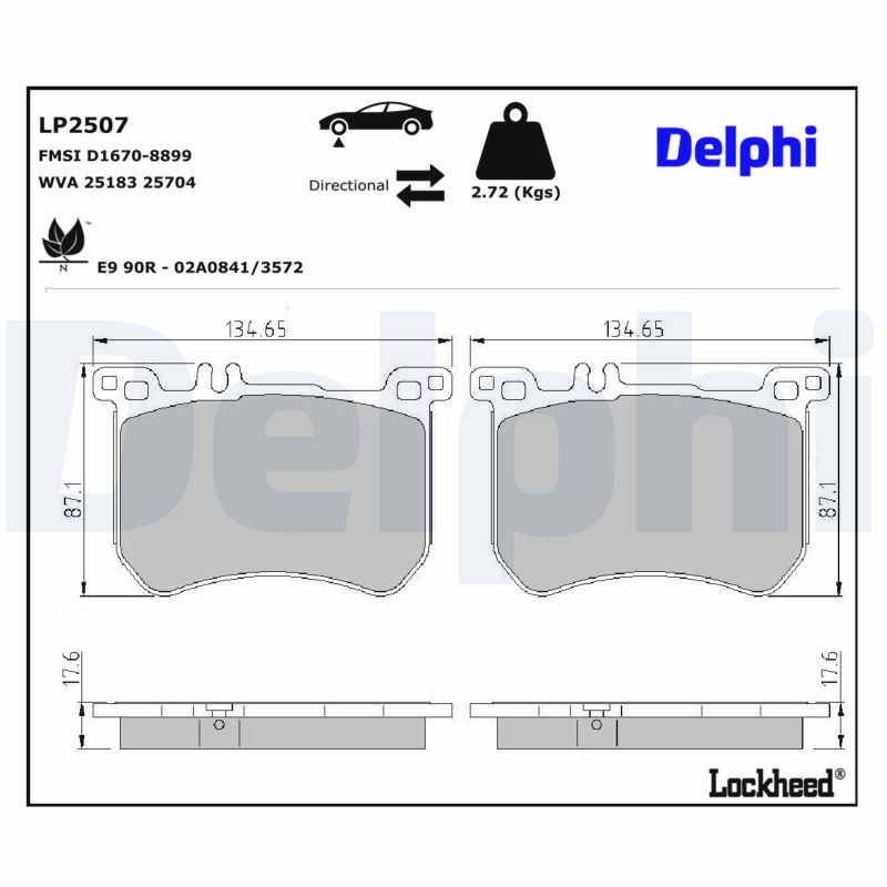 DELPHI Bremseklodser lp2507 for MERCEDES-BENZ