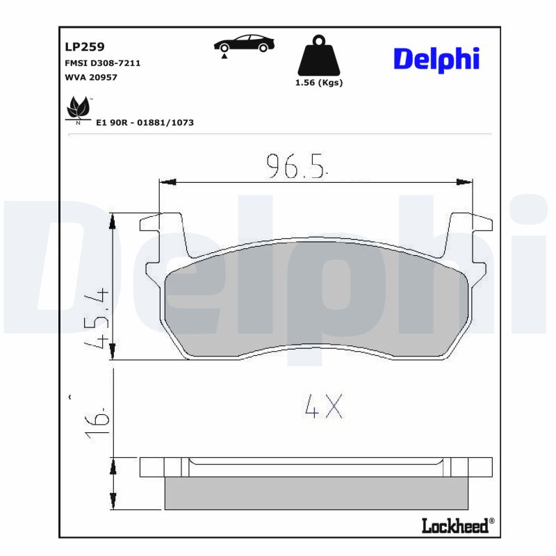 DELPHI Bremseklodser lp259 for NISSAN