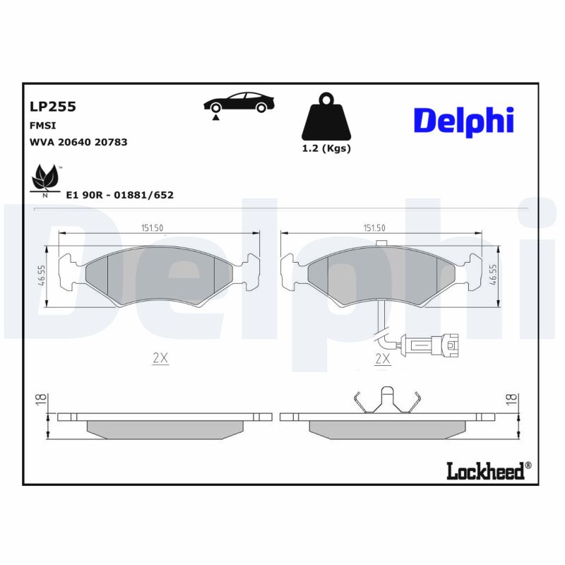 DELPHI Bremseklodser lp255 for FORD