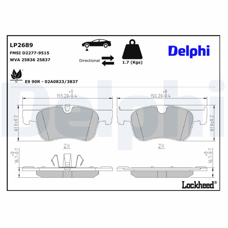 DELPHI Bremseklodser lp2689 for CITROËN