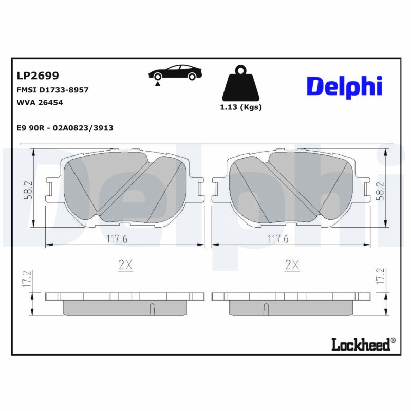 DELPHI Bremseklodser lp2699 for TOYOTA