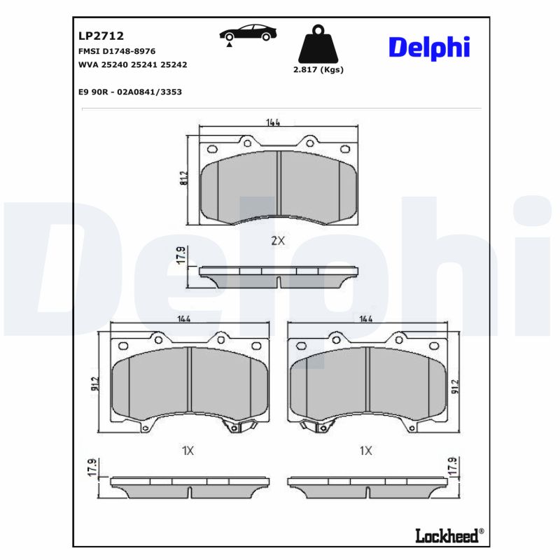 DELPHI Bremseklodser lp2712 for NISSAN