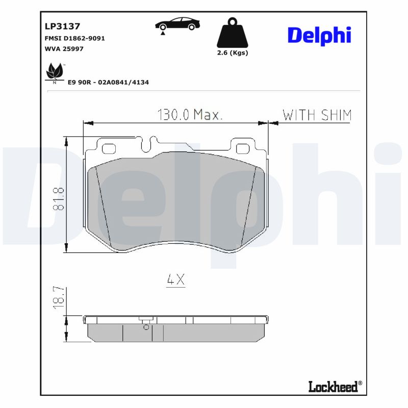 DELPHI Bremseklodser lp3137 for MERCEDES-BENZ