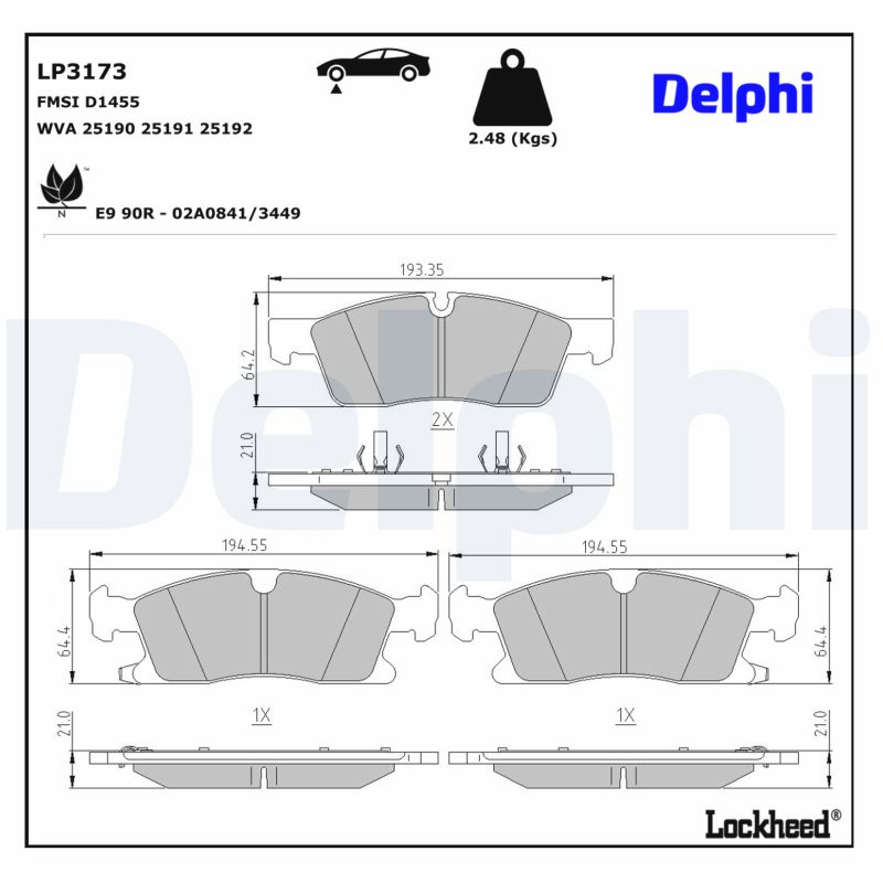 DELPHI Bremseklodser lp3173 for JEEP