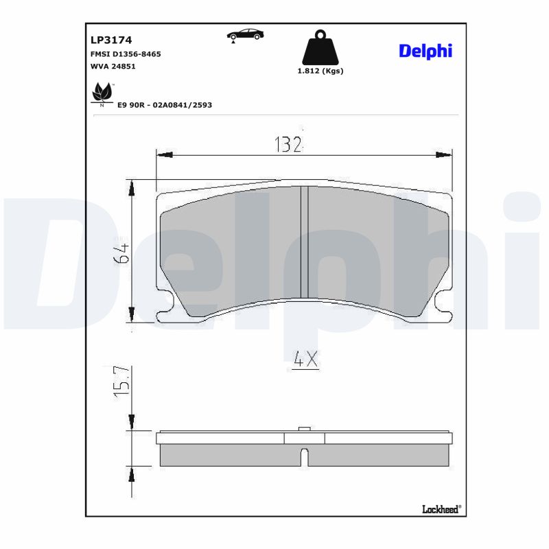 DELPHI Bremseklodser lp3174 for PEUGEOT