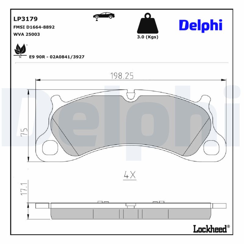 DELPHI Bremseklodser lp3179 for PORSCHE