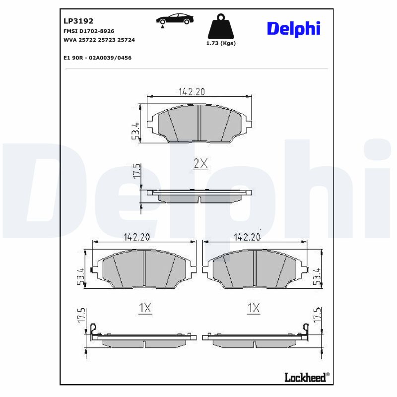 DELPHI Bremseklodser lp3192 for CHEVROLET