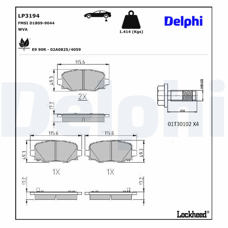 DELPHI Bremseklodser lp3194 for FIAT JEEP ALFA ROMEO
