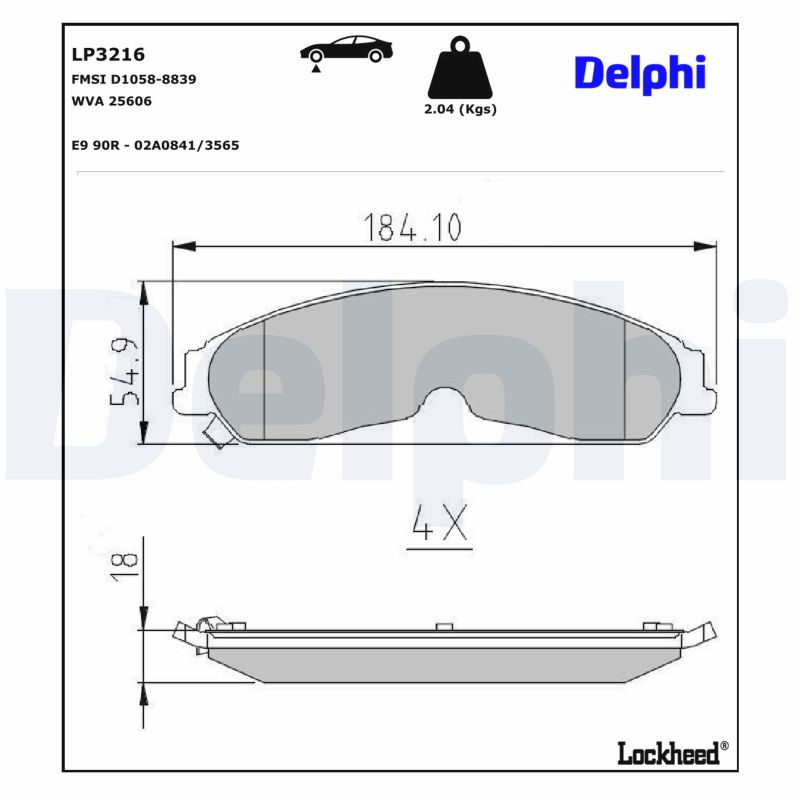 DELPHI Bremseklodser lp3216 for CHRYSLER DODGE LANCIA