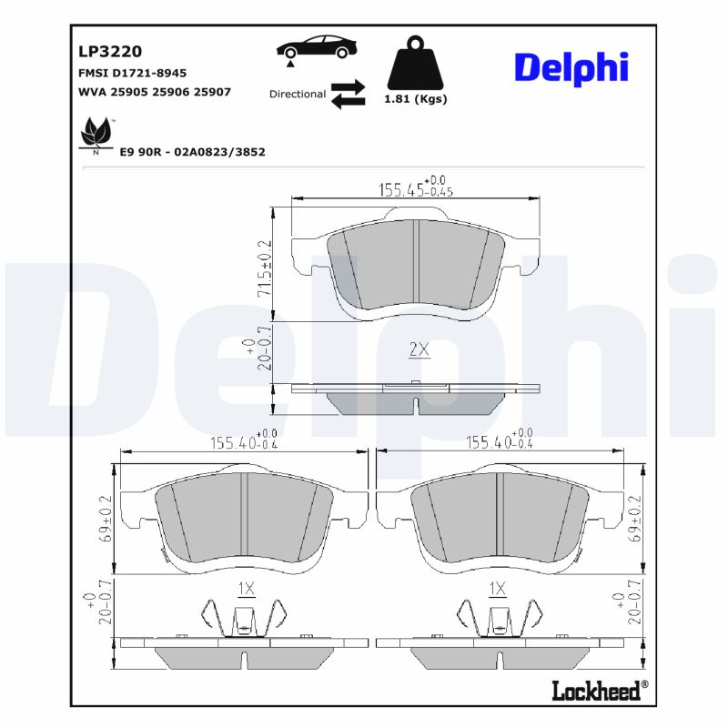 DELPHI Bremseklodser lp3220 for FIAT