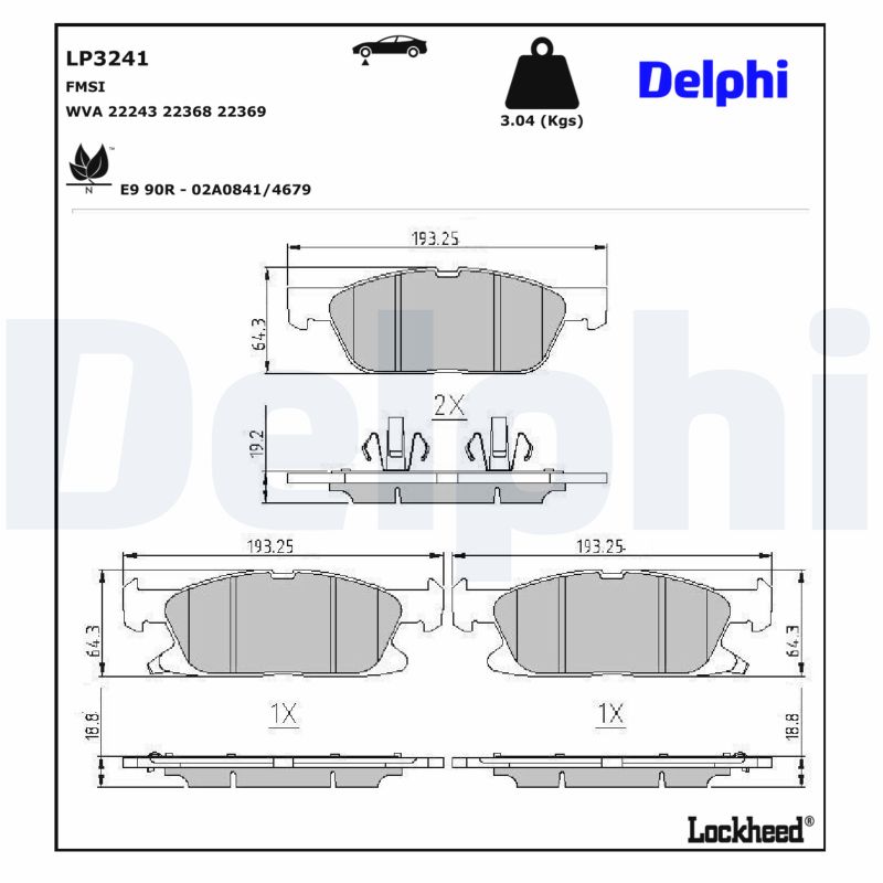 DELPHI Bremseklodser lp3241 for FORD USA