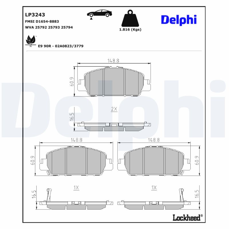 DELPHI Bremseklodser lp3243 for HONDA HONDA (GAC)