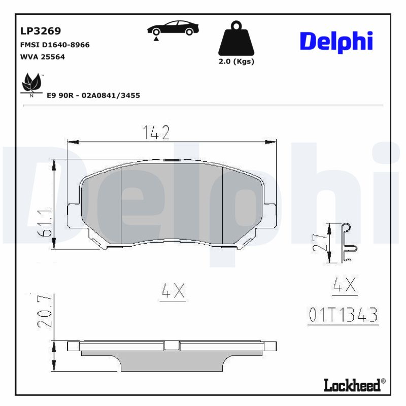 DELPHI Bremseklodser lp3269 for JEEP