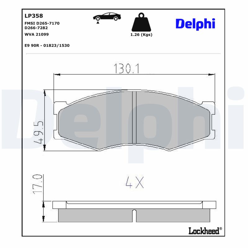 DELPHI Bremseklodser lp358 for NISSAN INFINITI