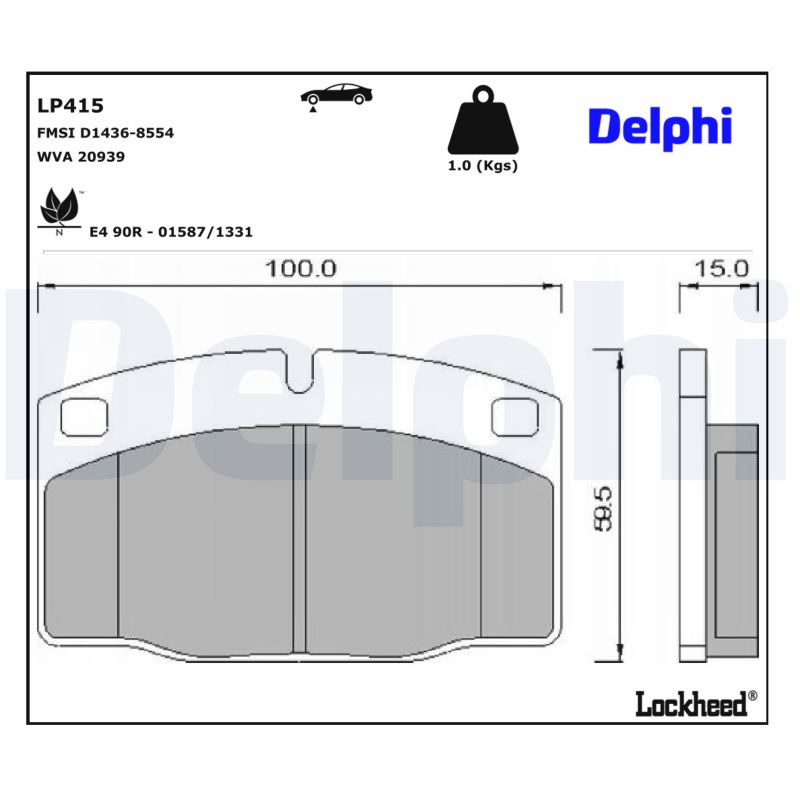 DELPHI Bremseklodser lp415 for OPEL VAUXHALL