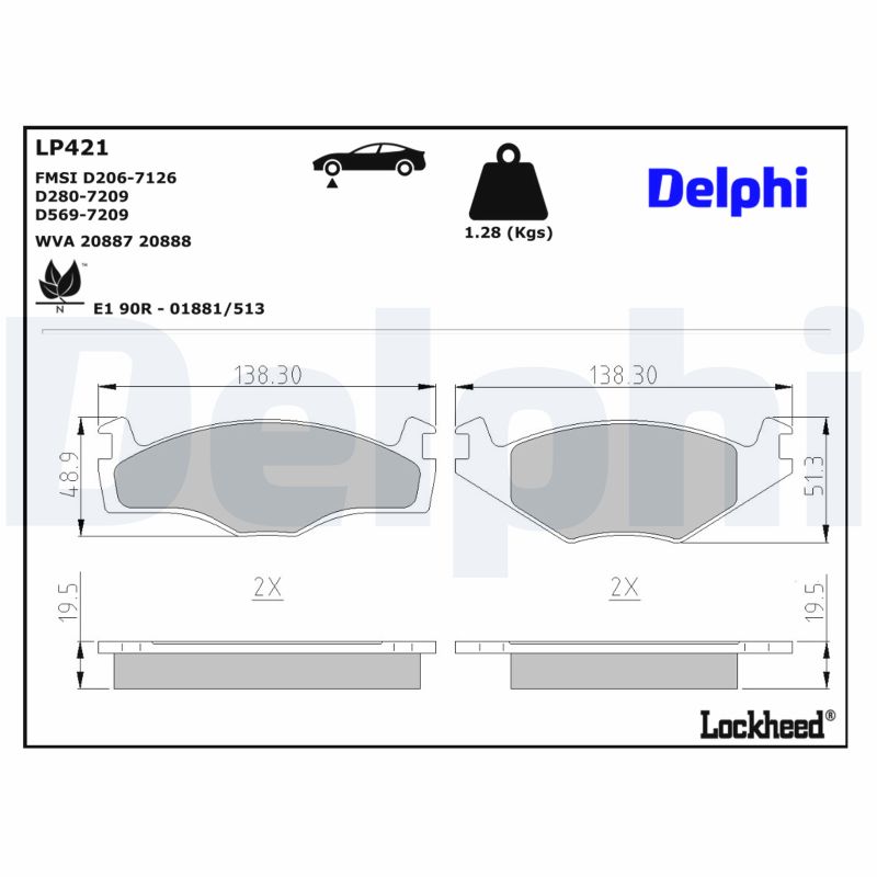 DELPHI Bremseklodser lp421 for VW VW (FAW)
