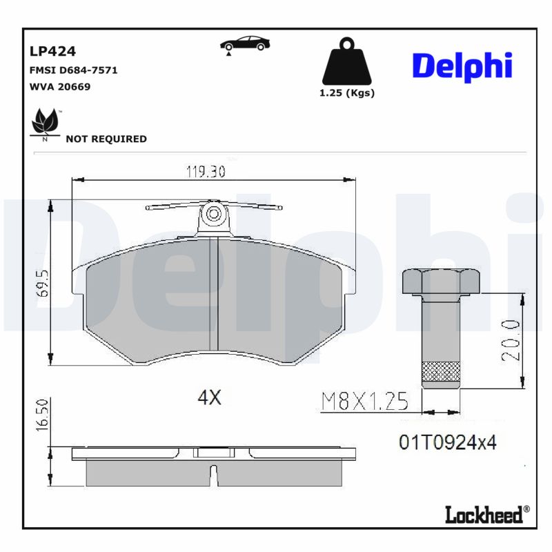 DELPHI Bremseklodser lp424 for VW AUDI