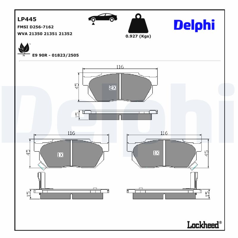 DELPHI Bremseklodser lp445 for HONDA