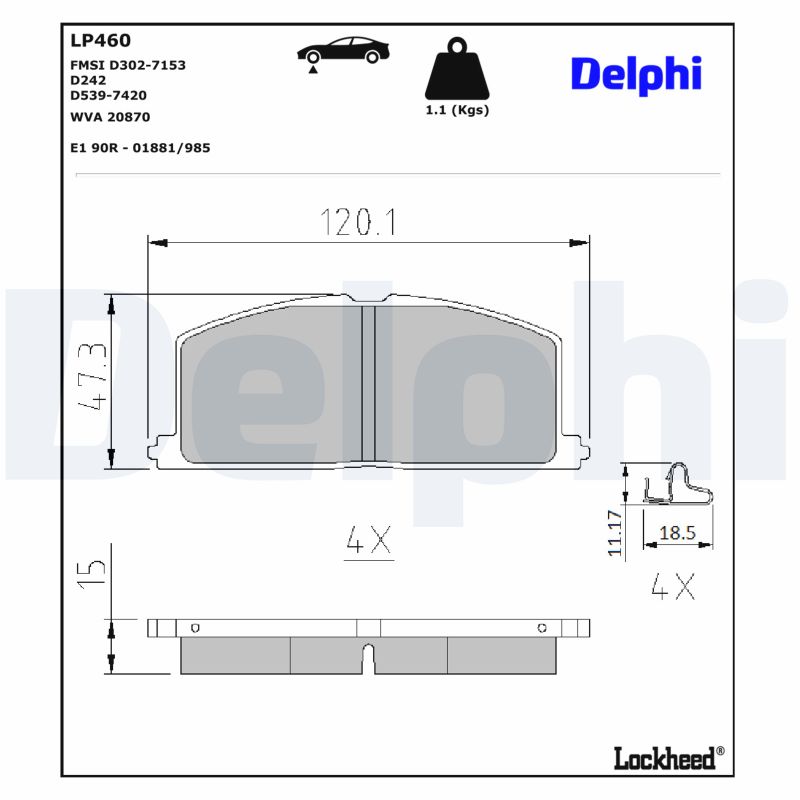 DELPHI Bremseklodser lp460 for TOYOTA