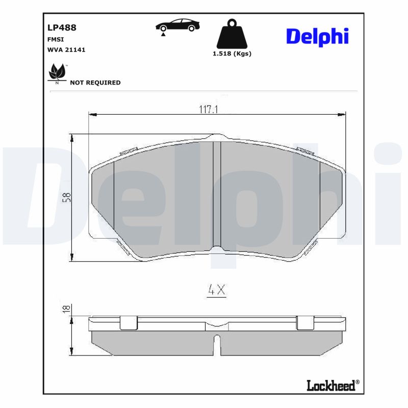 DELPHI Bremseklodser lp488 for FORD