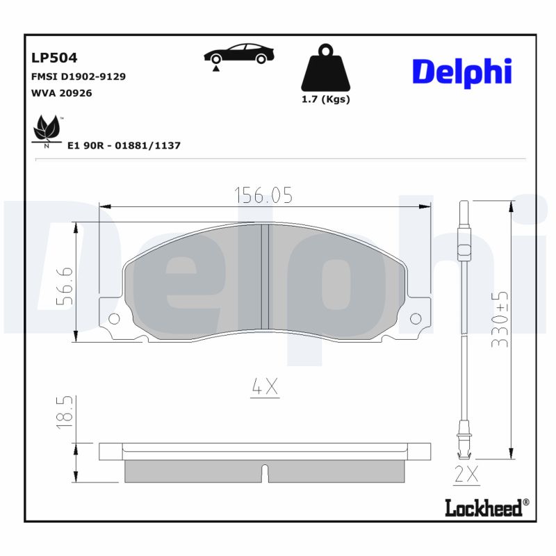 DELPHI Bremseklodser lp504 for OPEL VAUXHALL RENAULT
