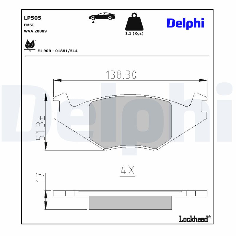 DELPHI Bremseklodser lp505 for VW