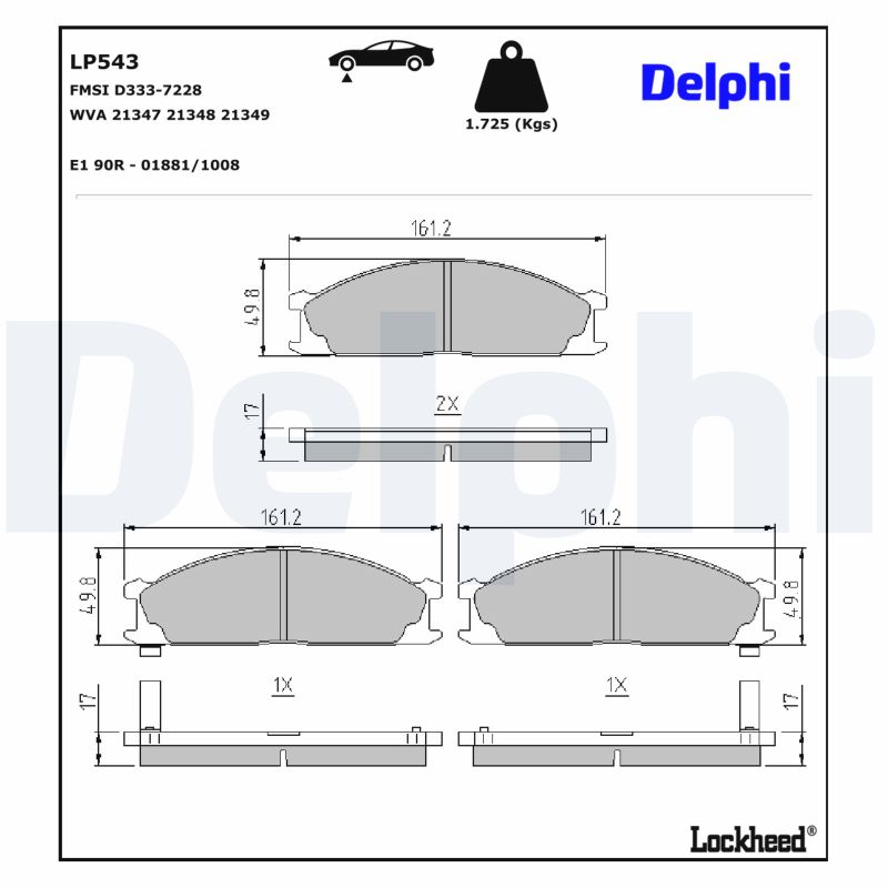 DELPHI Bremseklodser lp543 for NISSAN SUBARU FORD