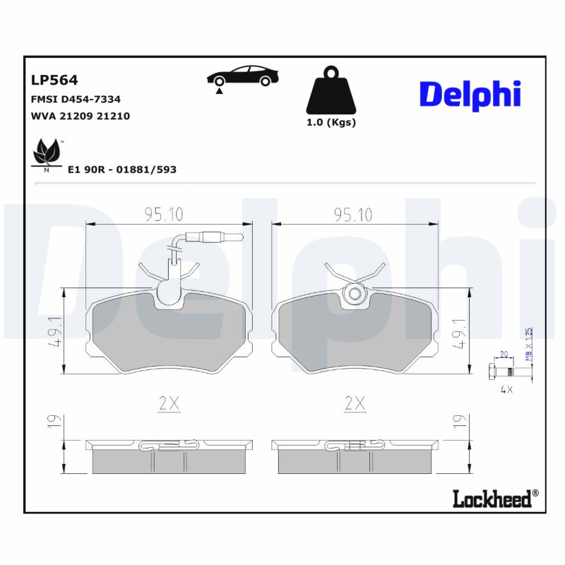 DELPHI Bremseklodser lp564 for PEUGEOT CITROËN