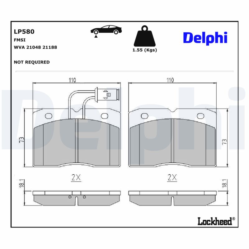 DELPHI Bremseklodser lp580 for IVECO ALFA ROMEO RENAULT