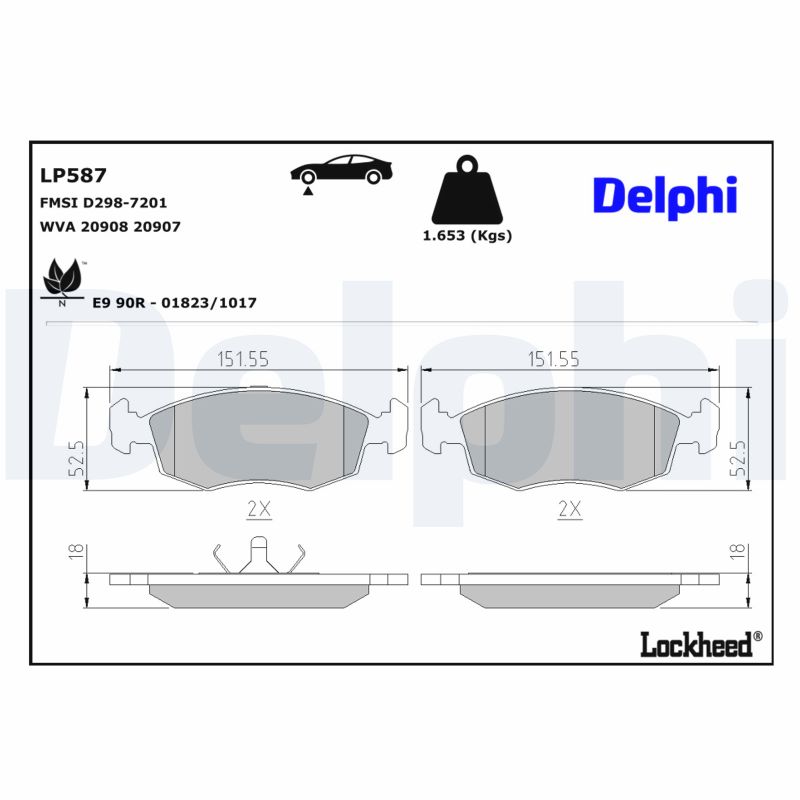 DELPHI Bremseklodser lp587 for FORD