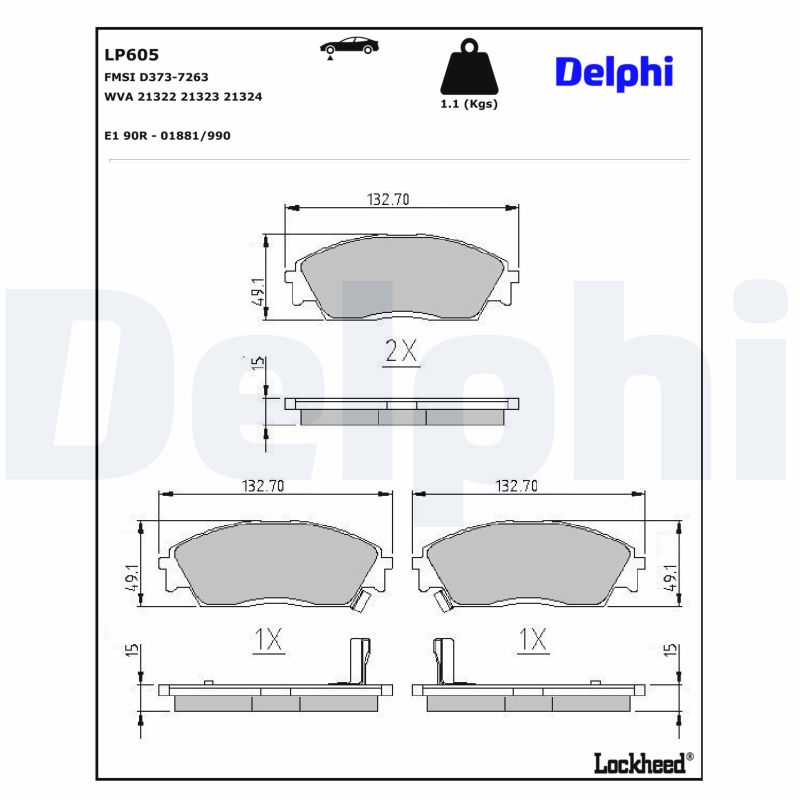 DELPHI Bremseklodser lp605 for ACURA HONDA