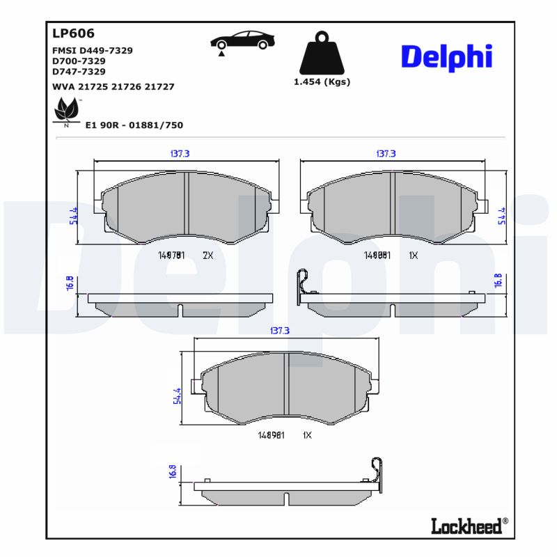 DELPHI Bremseklodser lp606 for NISSAN HYUNDAI DAEWOO KIA HYUNDAI (BEIJING)