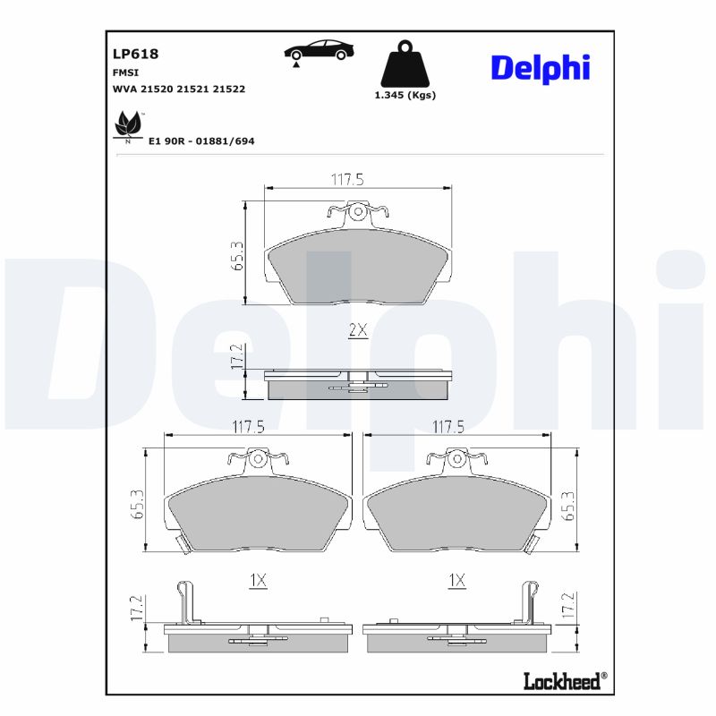 DELPHI Bremseklodser lp618 for ROVER