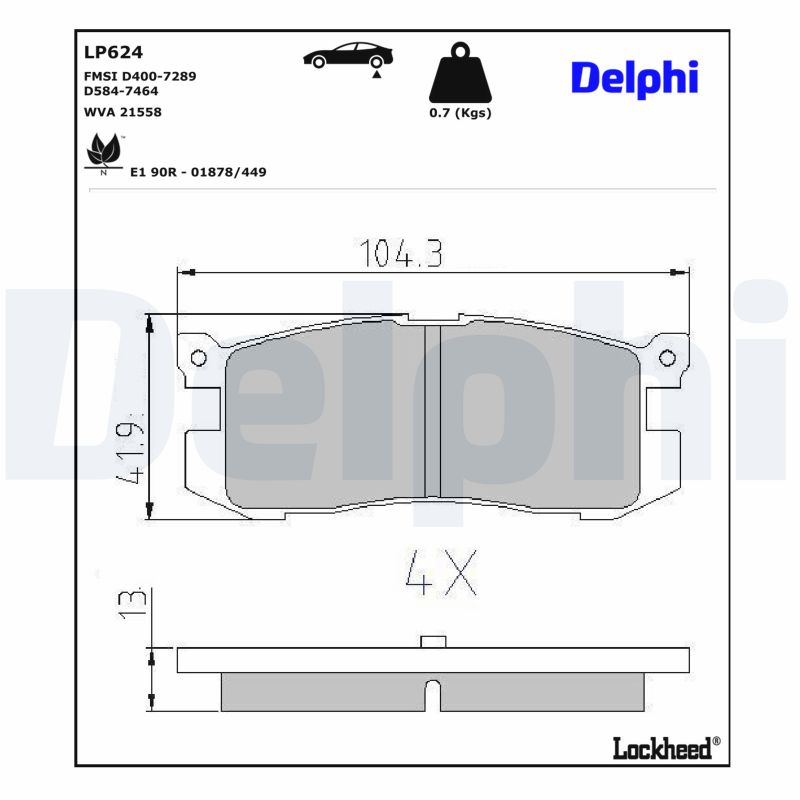 DELPHI Bremseklodser lp624 for MAZDA FORD