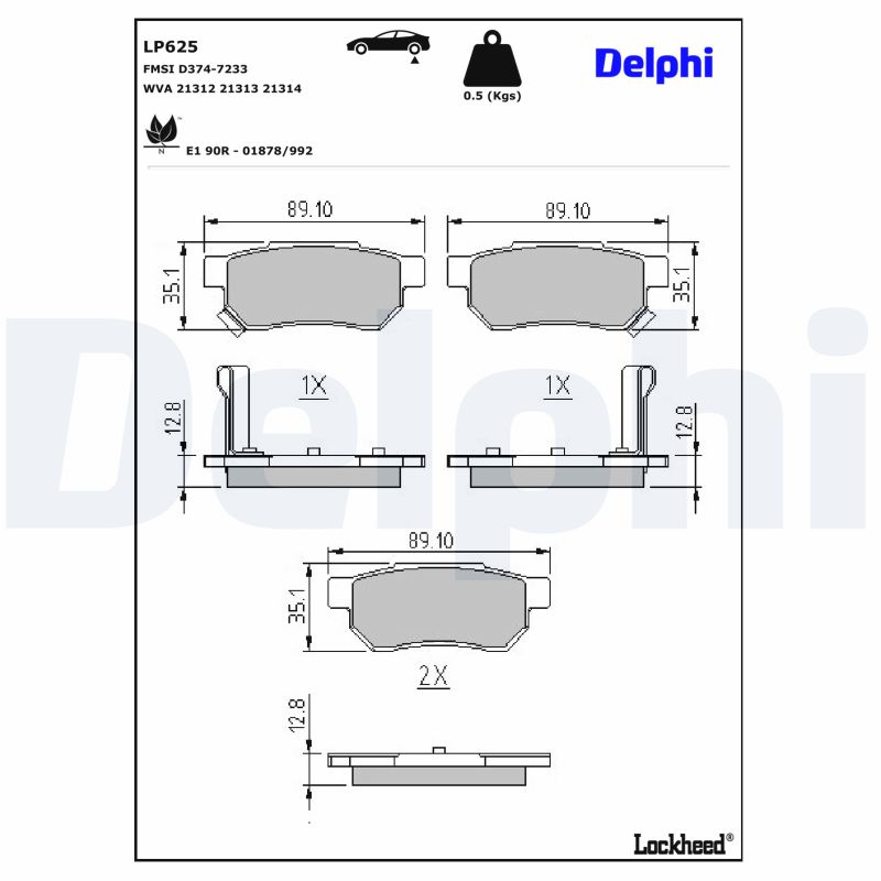 DELPHI Bremseklodser lp625 for HONDA ACURA ROVER LOTUS HONDA (GAC)