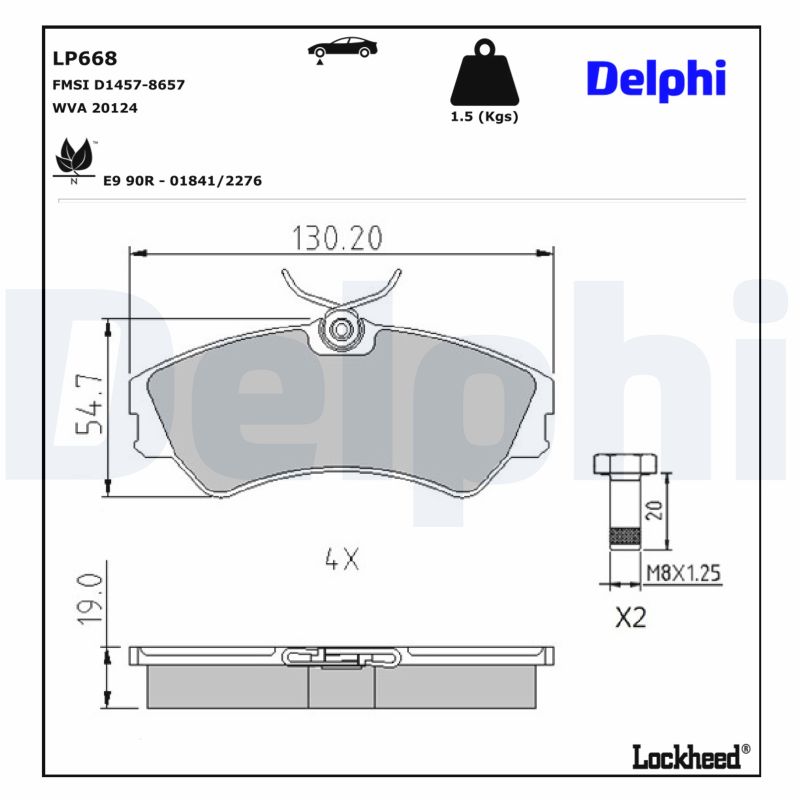 DELPHI Bremseklodser lp668 for VW