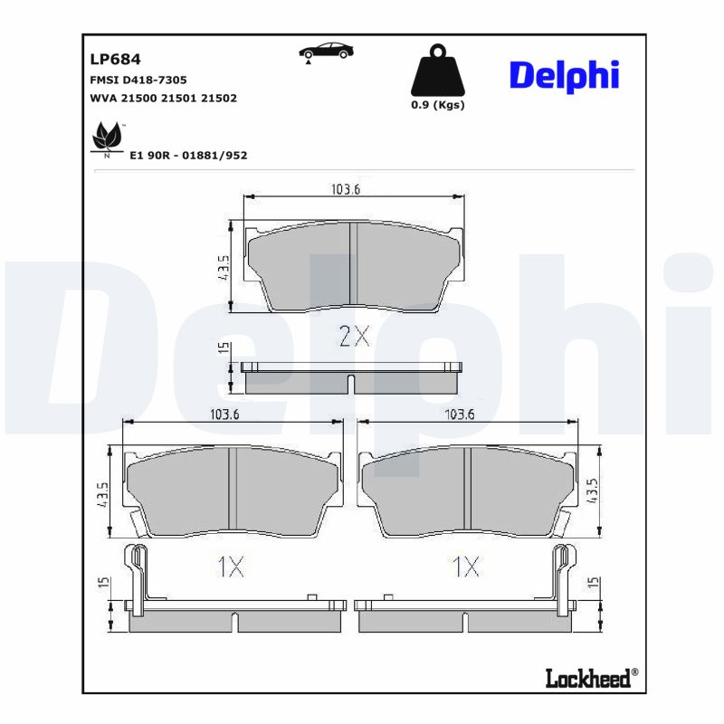 DELPHI Bremseklodser lp684 for SUZUKI SANTANA