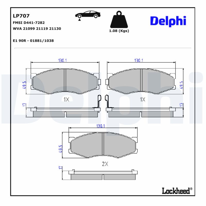 DELPHI Bremseklodser lp707 for NISSAN INFINITI
