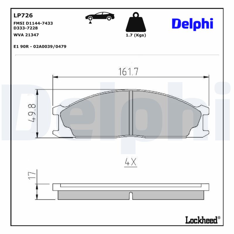 DELPHI Bremseklodser lp726 for NISSAN