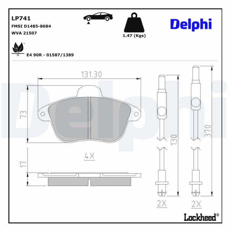 DELPHI Bremseklodser lp741 for PEUGEOT