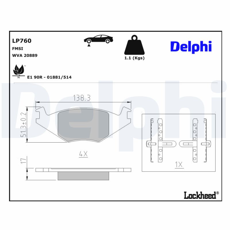 DELPHI Bremseklodser lp760 for VW