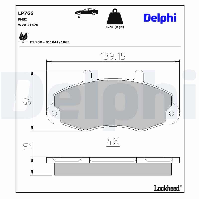 DELPHI Bremseklodser lp766 for FORD
