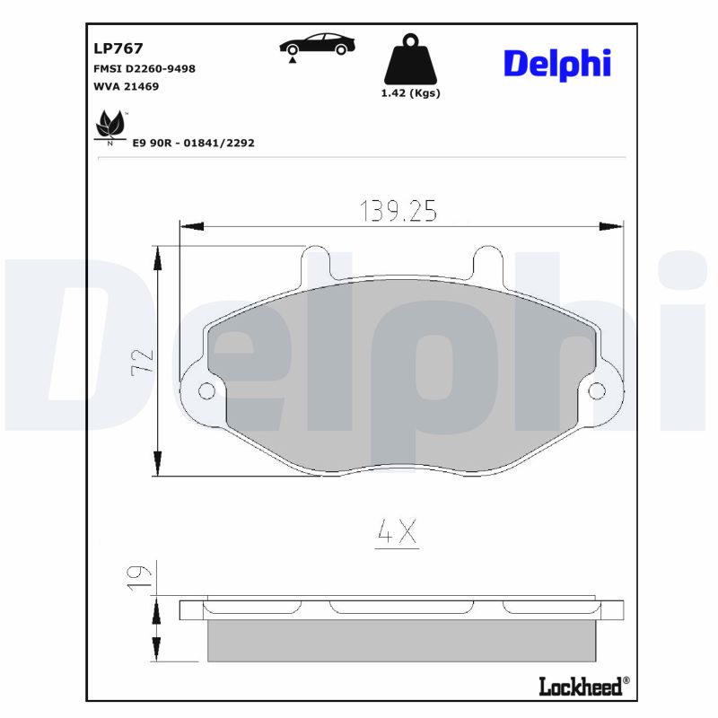 DELPHI Bremseklodser lp767 for FORD