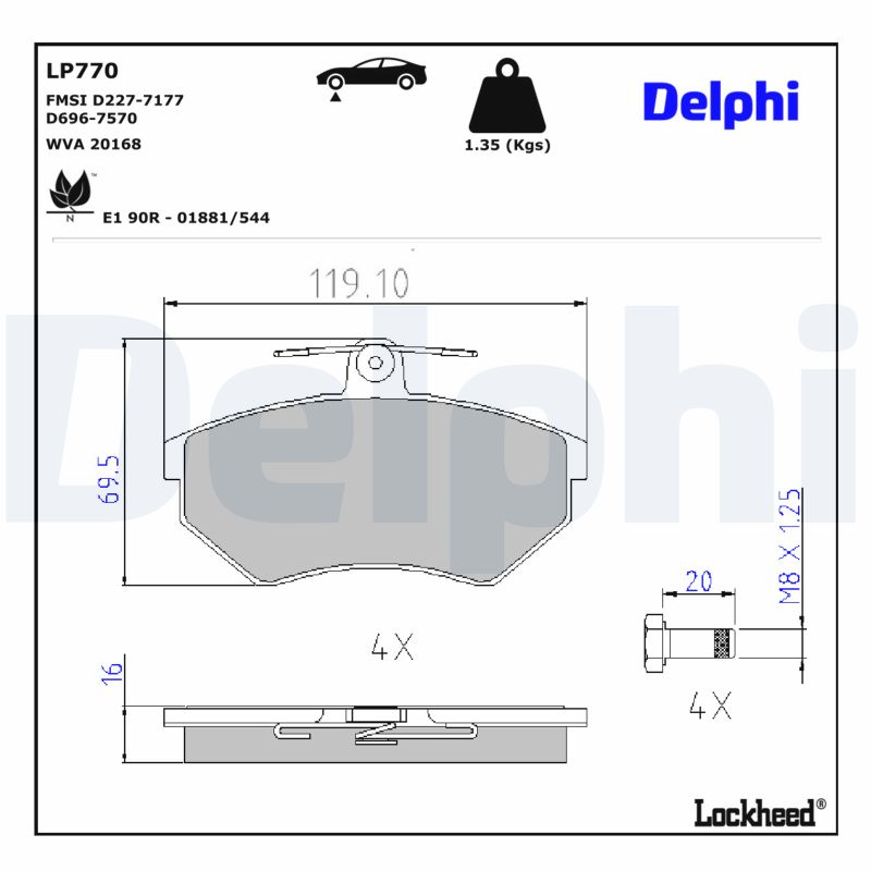 DELPHI Bremseklodser lp770 for WULING (SGMW) VW