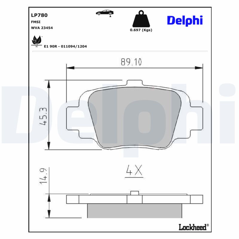 DELPHI Bremseklodser lp780 for NISSAN