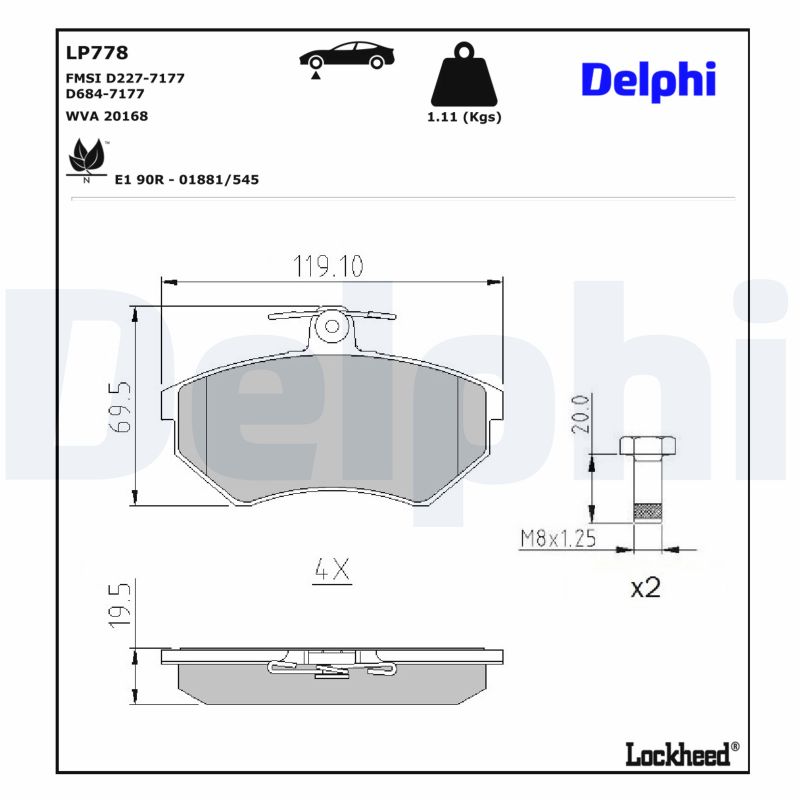 DELPHI Bremseklodser lp778 for VW