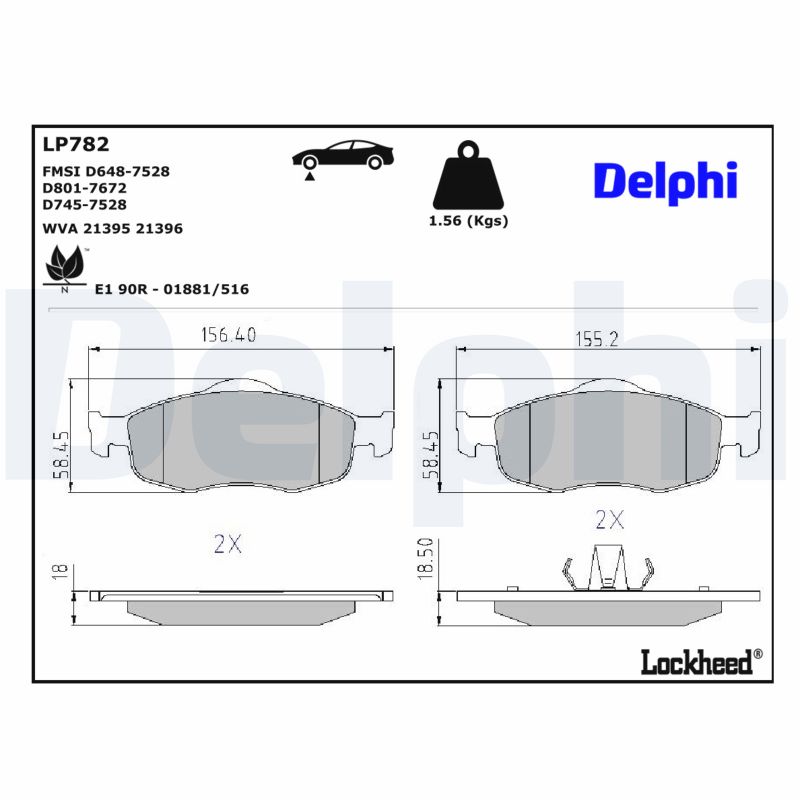 DELPHI Bremseklodser lp782 for FORD