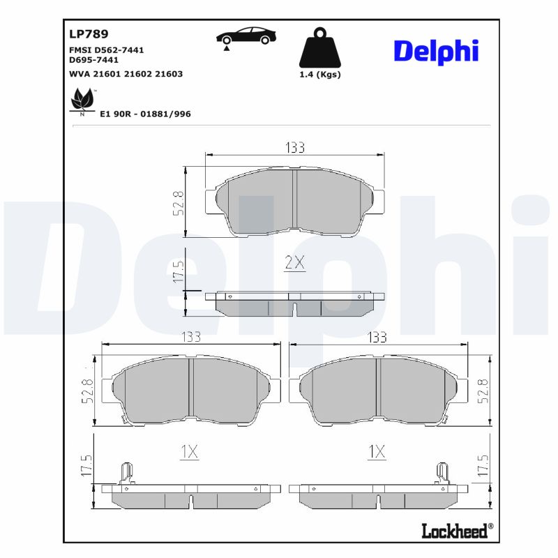 DELPHI Bremseklodser lp789 for TOYOTA