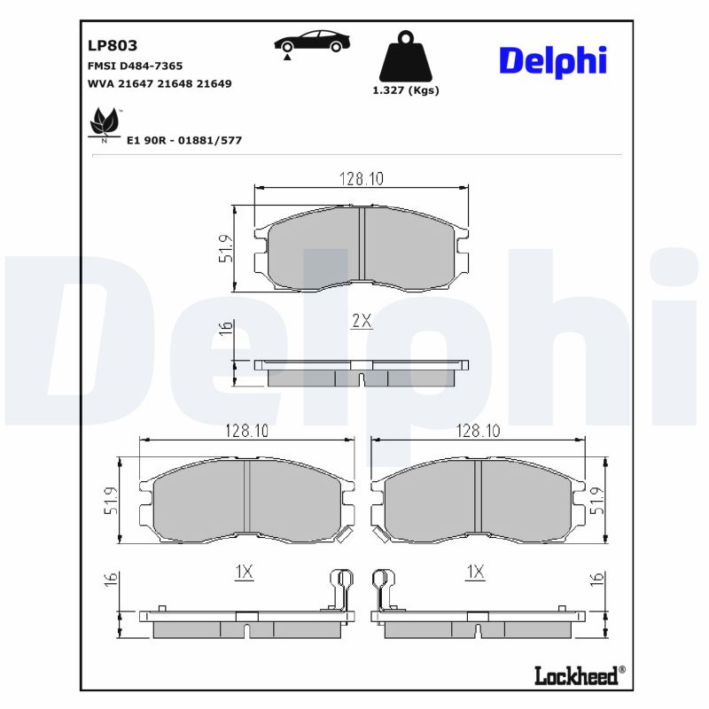 DELPHI Bremseklodser lp803 for PROTON MITSUBISHI HYUNDAI