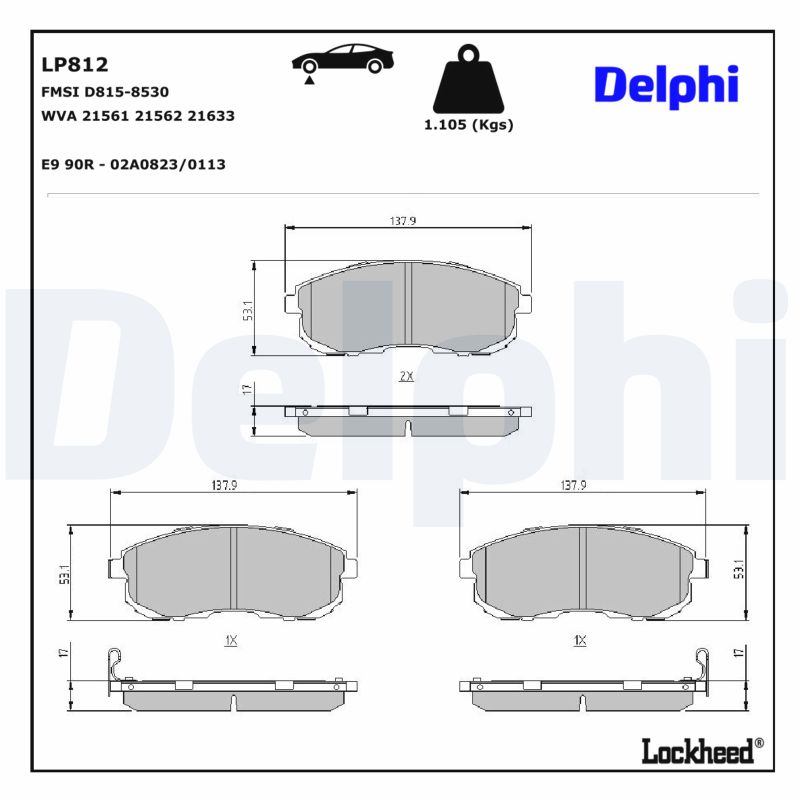 DELPHI Bremseklodser lp812 for NISSAN INFINITI